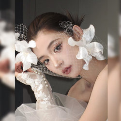 새로운 프랑스 신부 머리 장식 3 차원 레트로 시뮬레이션 꽃 메쉬 헤어 액세서리 여행 사진 웨딩 사진 드레스 액세서리