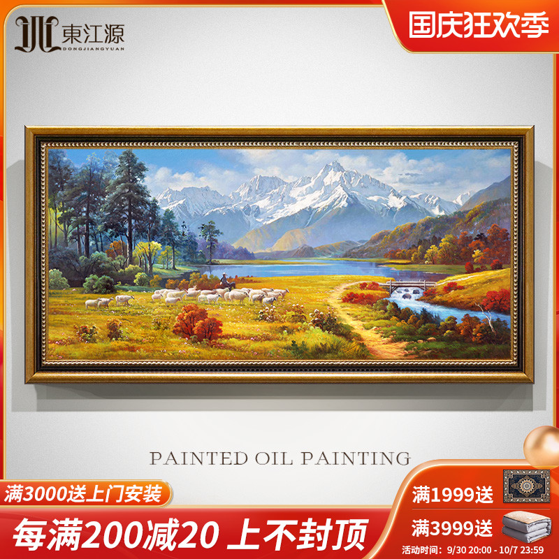 Landscape oil painting hanging painting living room American porch pure hand-painted European decorative painting landscape mural custom Dafen Village