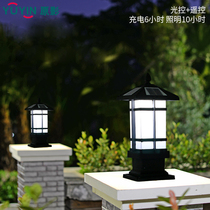 Solar column head lamp outdoor super-bright induction gate column headlights Waterproof Home Garden Villa Courtyard Lamp