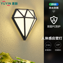 Wall lamp outdoor waterproof human body induction balcony exterior wall led modern minimalist creative living room diamond New
