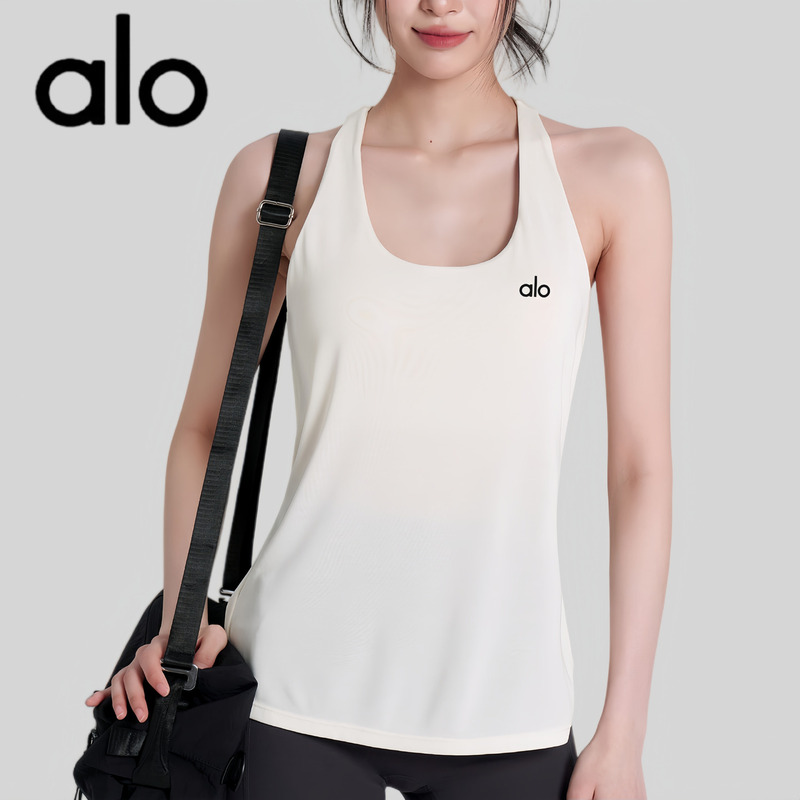 Aio Sports Vest with Built-In Bra, Two-Piece Design, Cross-Back, Beautiful Back, Fitness Yoga Wear, Quick-Drying, Sleeveless Training Top
