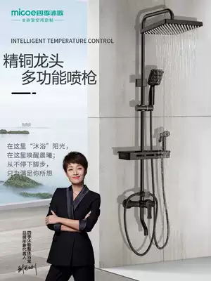 Four seasons Muge black shower set Household all-copper bathroom shower Bathroom shower booster shower nozzle