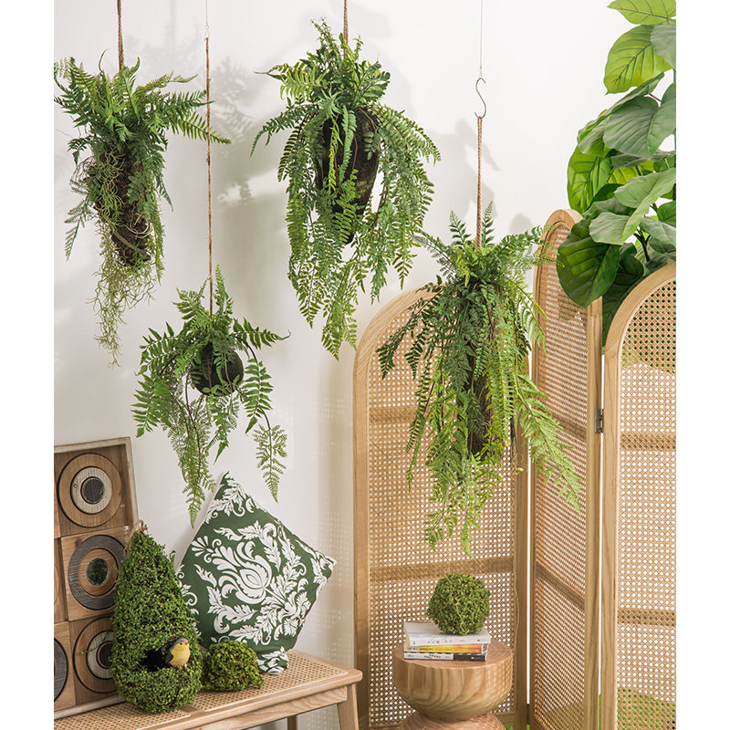 Sentai simulation fern hanging plant decoration indoor green plant wall hanging flower false flower rattan window decoration forest system