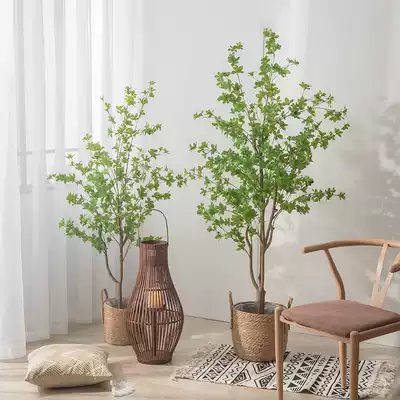 Nordic wind simulation green plants Japanese Bell horse drunken wood plant decoration fake tree indoor living room floor potted ornaments