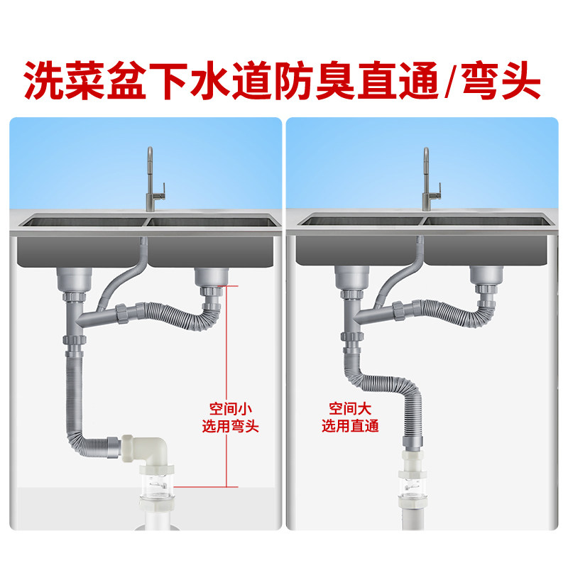 Kitchen Sink Wash Vegetable Basin 50 Sewer Pipe Anti-Smells God Instrumental Universal Seal Pipe Sering Accessories