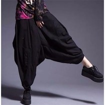 2019 spring and summer plus size cotton and linen womens pants All-match ethnic style literary stitching large crotch pants bloomers harem pants