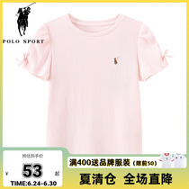 polosport children t-shirt girl pure color undershirt 2022 summer dress new pint embroidery cute half sleeve short sleeve