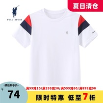 Polo sport childrens clothing boys middle and large childrens cotton round neck 2021 summer new childrens short-sleeved t-shirt top
