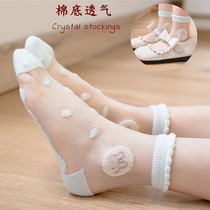 Girls ultra-thin socks summer thin breathable baby Princess socks childrens crystal socks glass ice silk socks summer
