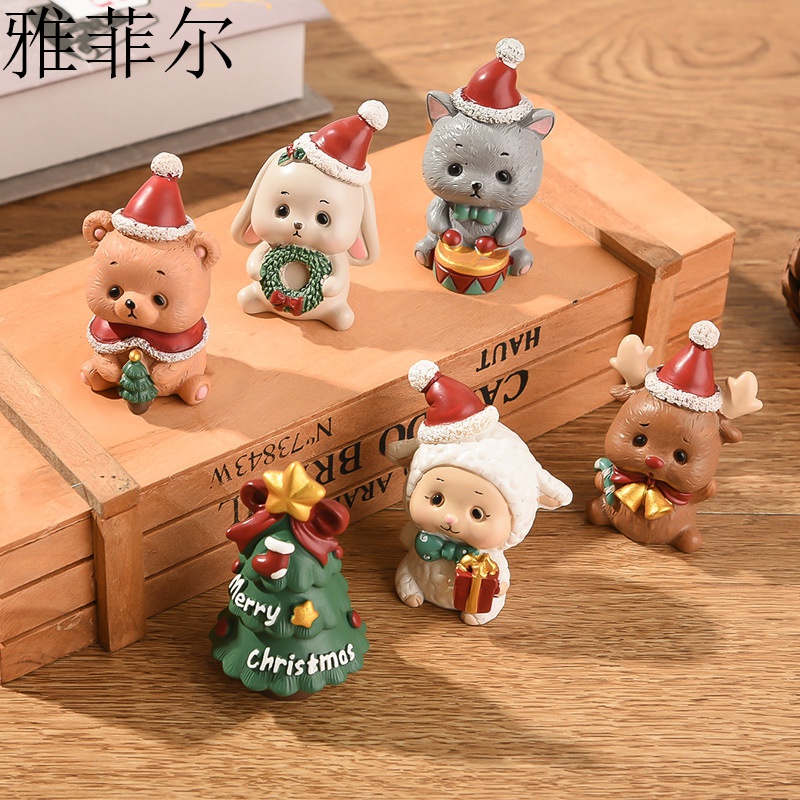 Christmas resin family critter car ornament creative home decoration mini Santa tree old man Christmas gift