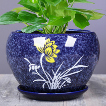 Flower pot ceramic large with tray fleshy flower pot factory direct green plant hanging orchid creative orchid balcony decorative pot