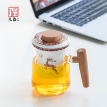 A deer has your glass filter belt tea split tea cup large capacity hot - tolerant tea cup office cup