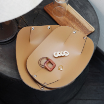 Gardenia home saddle leather tray Jewelry storage Entrance key storage ornaments Candy plate Front desk snack plate