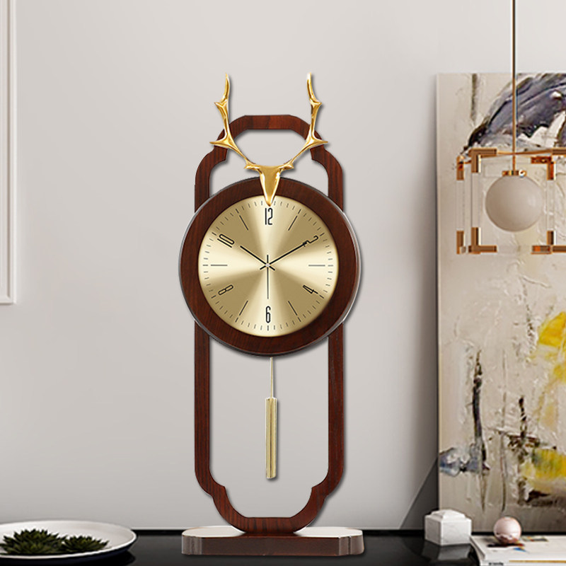 New Chinese fashion seat clock desktop creative personality pendulum desktop and watch living room seat clock home clock light and luxurious swing piece