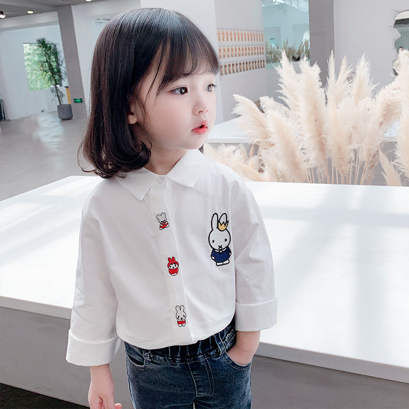 Girl white shirt spring and autumn 2022 Yang Pie children's long sleeve shirt children fashionable spring tops baby autumn clothing