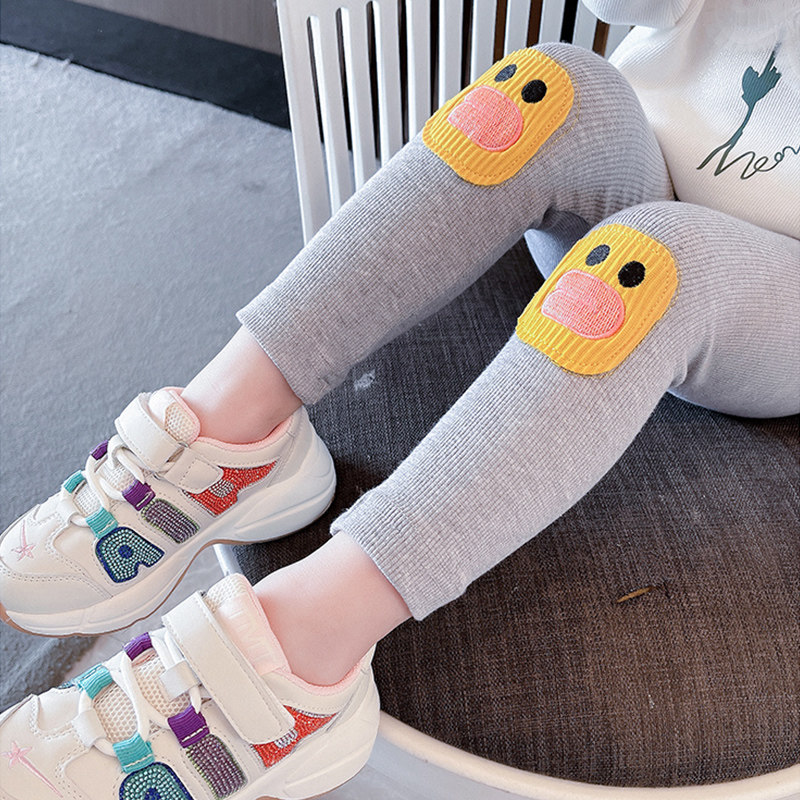 Girl Inside Hitch Pants Spring Autumn Season Thin Children Suit Children Foreign Pie Trendy Long Pants Woman Baby Spring Dress Outside Wearing Pants