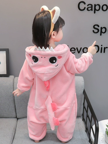 Демисезонная пижама, термобелье, детский фланелевый коралловый бархатный утепленный динозавр