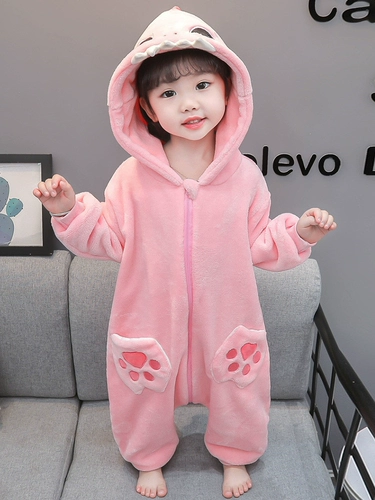 Демисезонная пижама, термобелье, детский фланелевый коралловый бархатный утепленный динозавр