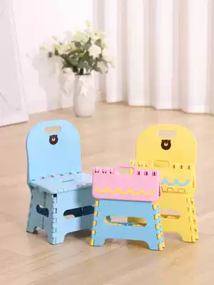 Yingxin children's small stool folding low stool portable household back chair round plastic bench outdoor light horse
