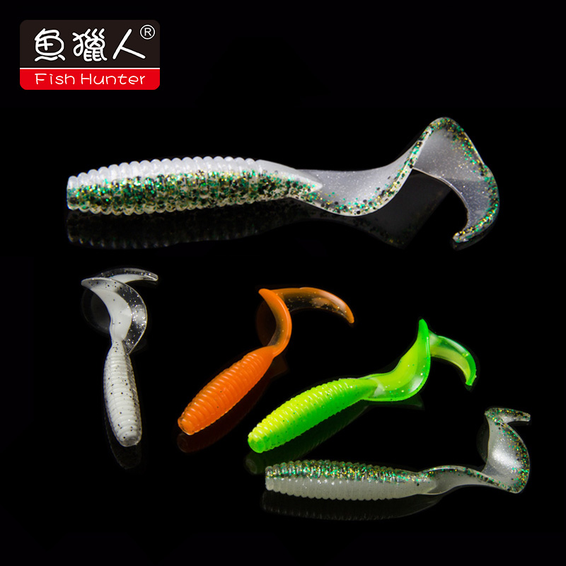 Fish hunter double-colored roll-tailed bait soft bait freshwater laurel bass bass bass pork