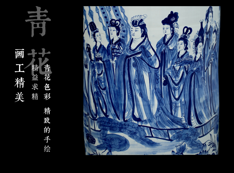 Jingdezhen blue and white porcelain hand - drawn characters figure sitting room of large vase household archaize ceramic furnishing articles opening gifts