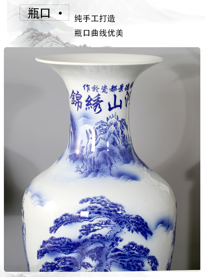 Jingdezhen blue and white porcelain splendid sunvo large sitting room of large vases, ceramic decorations study hotel furnishing articles