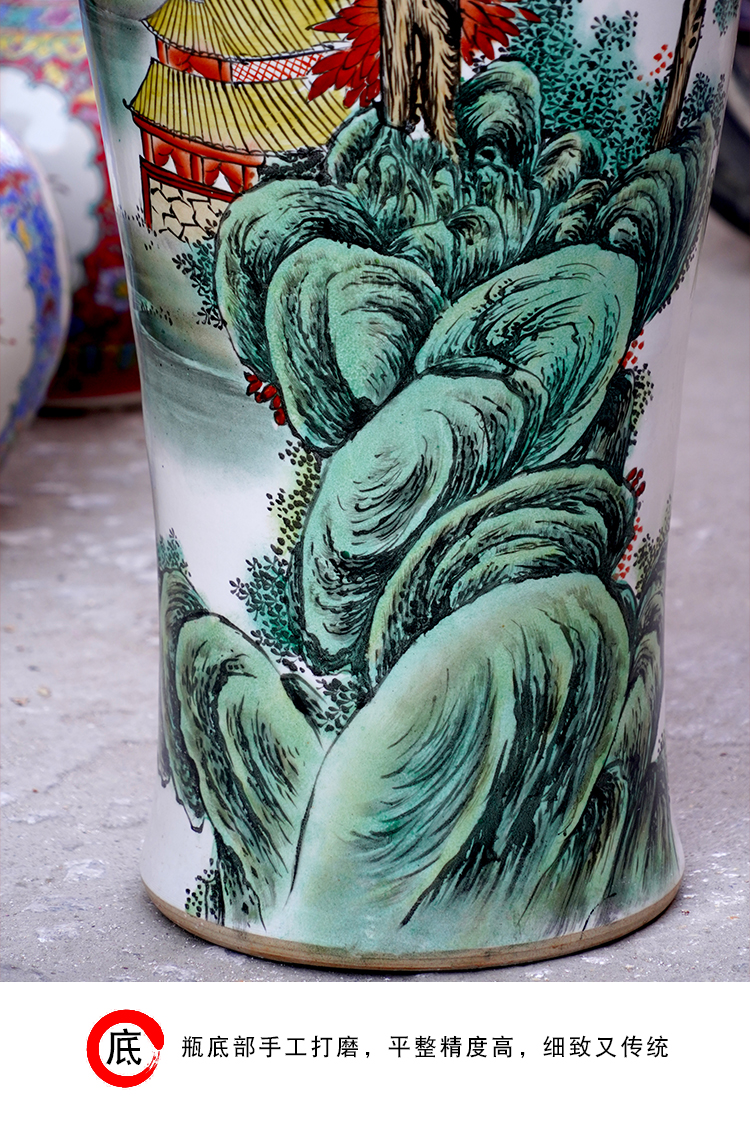 Sun dongsheng jingdezhen ceramics hand - made pastel landscapes of large vases, sitting room of Chinese style household furnishing articles