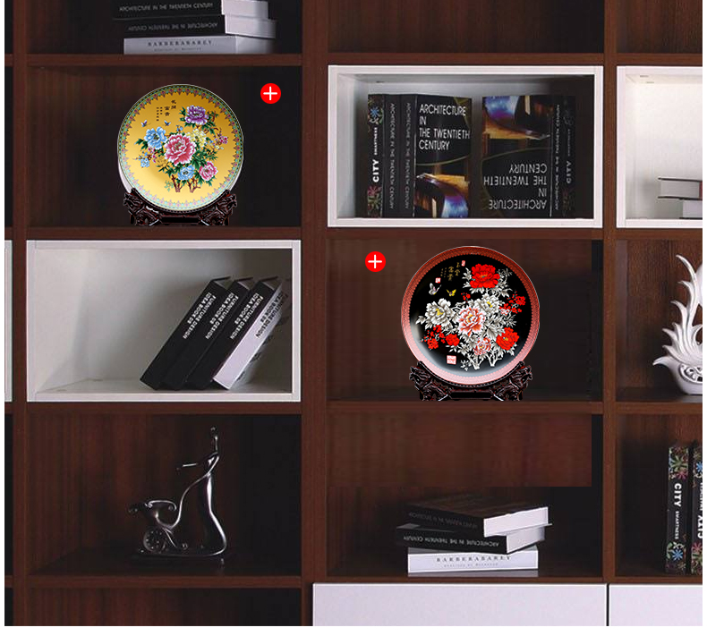Jingdezhen ceramic powder enamel hang dish sitting room porch place feng shui study office desktop stent accessories