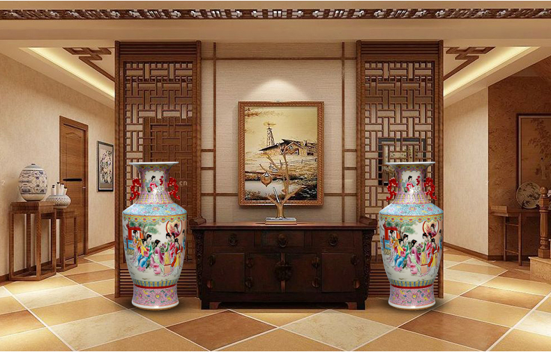 Jinling twelve women of jingdezhen ceramics hand - drawn characters beauty landing big vase household adornment furnishing articles