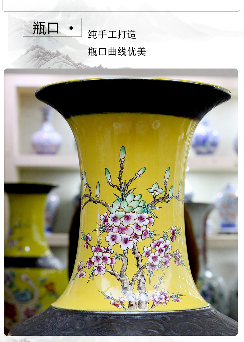 Jingdezhen ceramic home sitting room adornment hand - made in extremely good fortune of large vase study Chinese furnishing articles