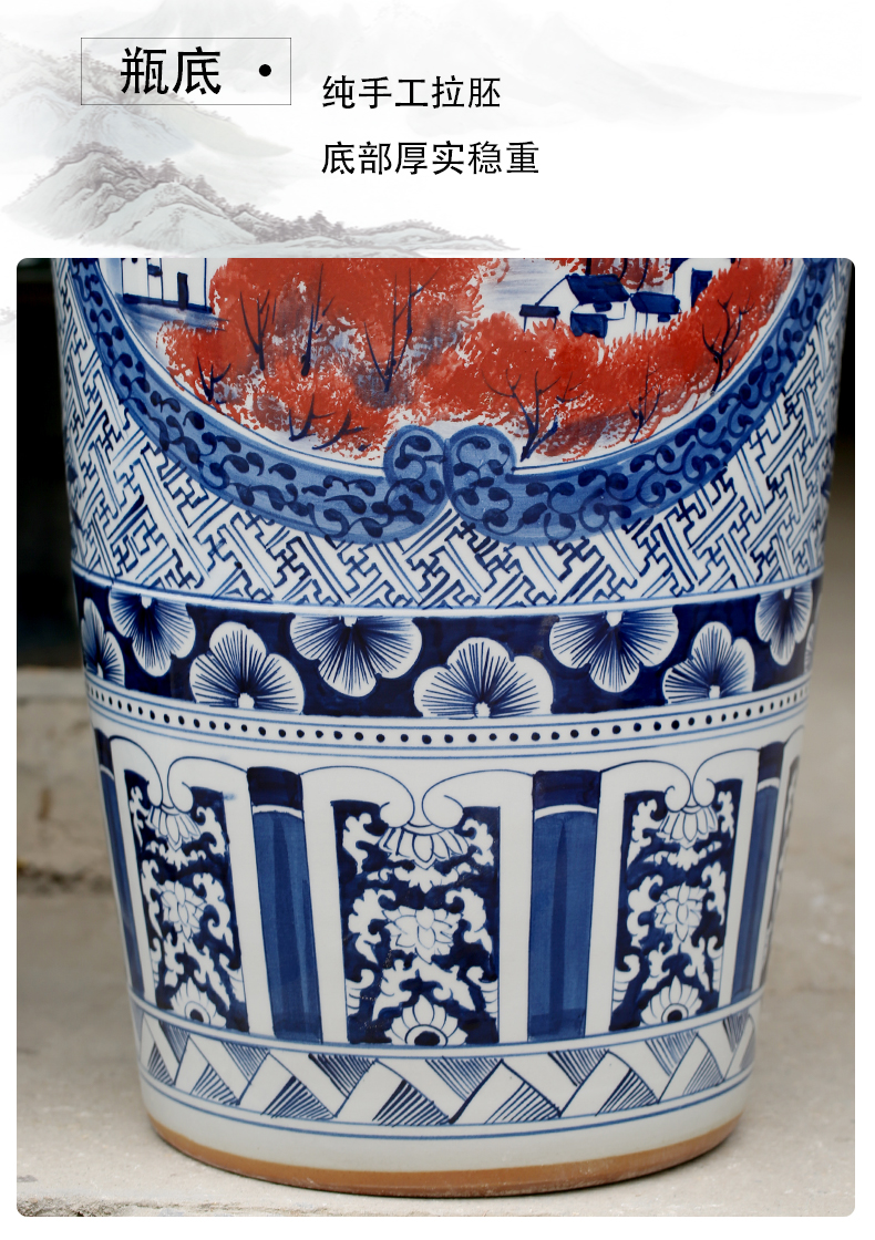 Jingdezhen ceramics hand - made landscape painting of large vase sitting room of Chinese style household decorative furnishing articles opening gifts