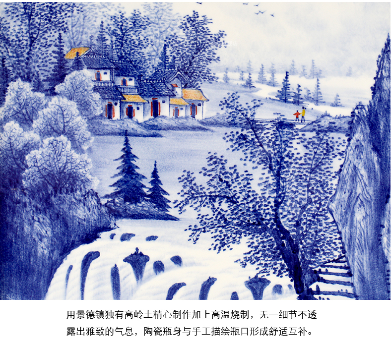 Sitting room background wall adornment of new Chinese style household jingdezhen blue and white freehand brushwork in traditional Chinese hand - made usual paintings corridor wall paintings