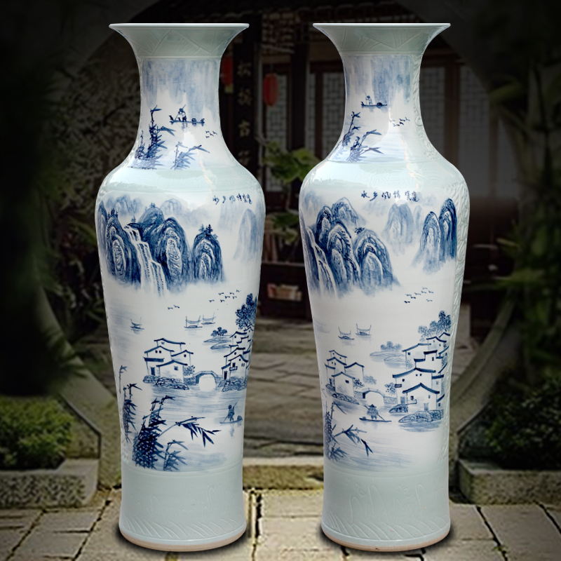 Hand is the jingdezhen blue and white porcelain ceramic vase home sitting room floor furnishing articles study adornment