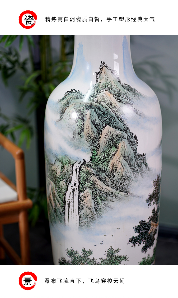 Jingdezhen ceramics hand - made pastel landscape of large vase household living room TV ark place opening gifts