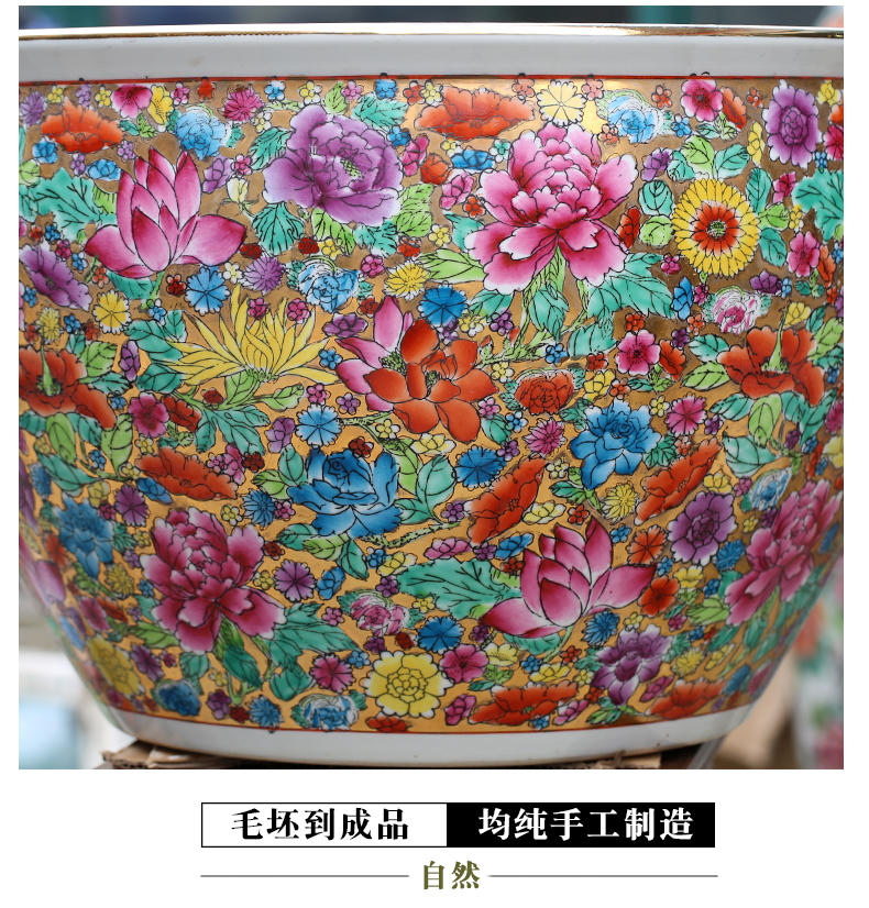 Jingdezhen ceramic aquarium hand - made m letters flowers sitting room ground study large turtle cylinder furnishing articles calligraphy and painting to receive the goods