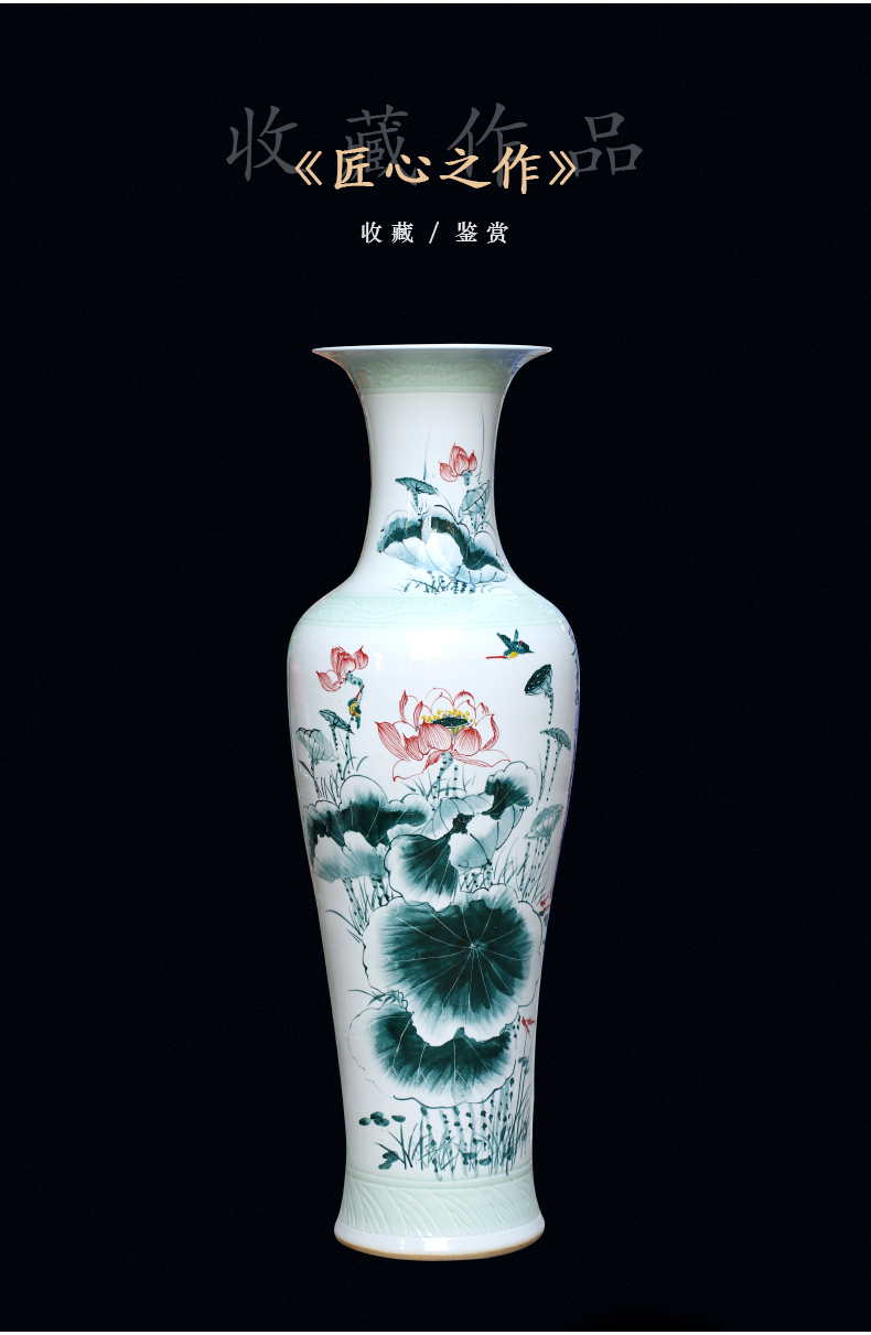 Jingdezhen ceramic vase of large sitting room hand - made of golden pheasant peony porcelain porcelain decoration large hotel furnishing articles