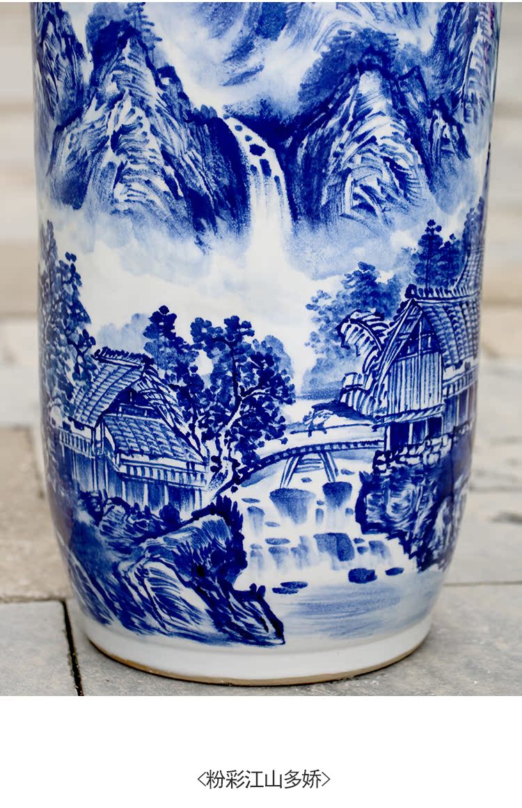 Jingdezhen ceramics hand - made jiangshan jiao more landscape painting vase household living room sofa TV ark, landing place