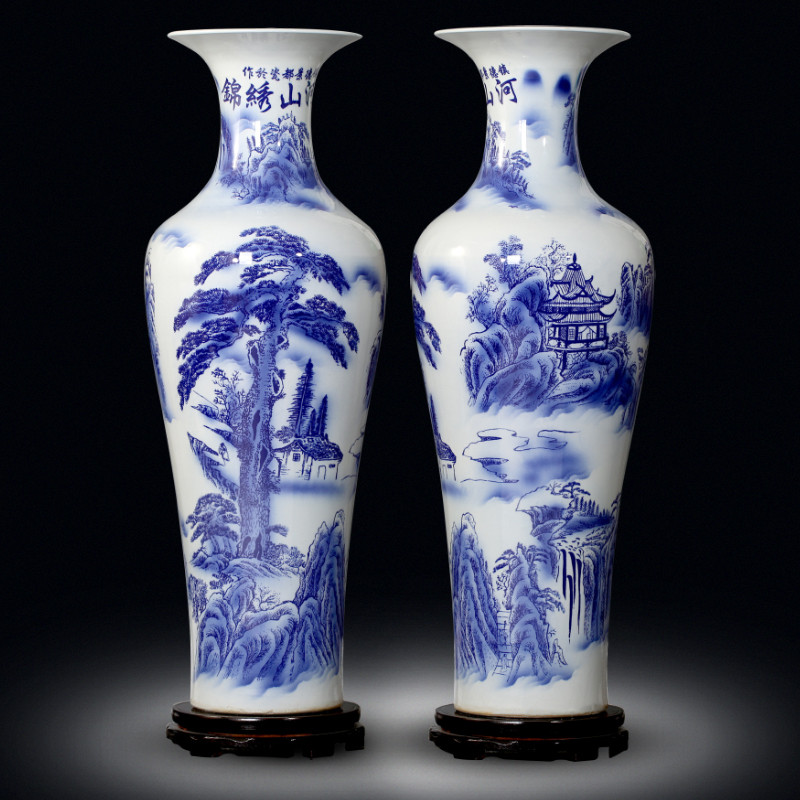 Jingdezhen blue and white porcelain splendid sunvo large sitting room of large vases, ceramic decorations study hotel furnishing articles