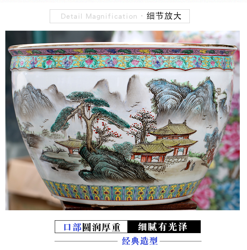 Jingdezhen ceramic aquarium hand - made landscape painting large landing place courtyard sitting room adornment calligraphy and painting is received