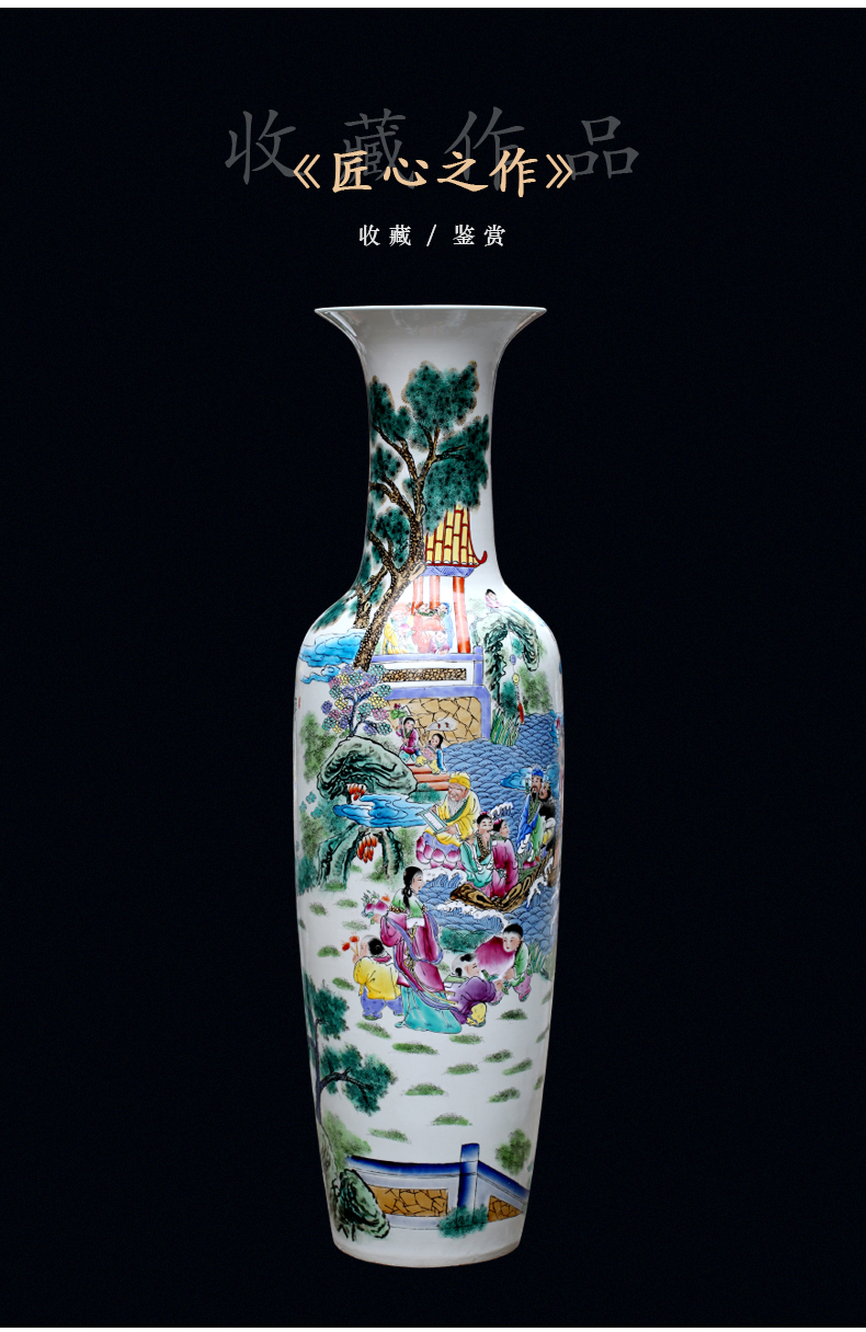 Jingdezhen ceramic vase of large hotels teahouse pastel large sitting room adornment porcelain furnishing articles