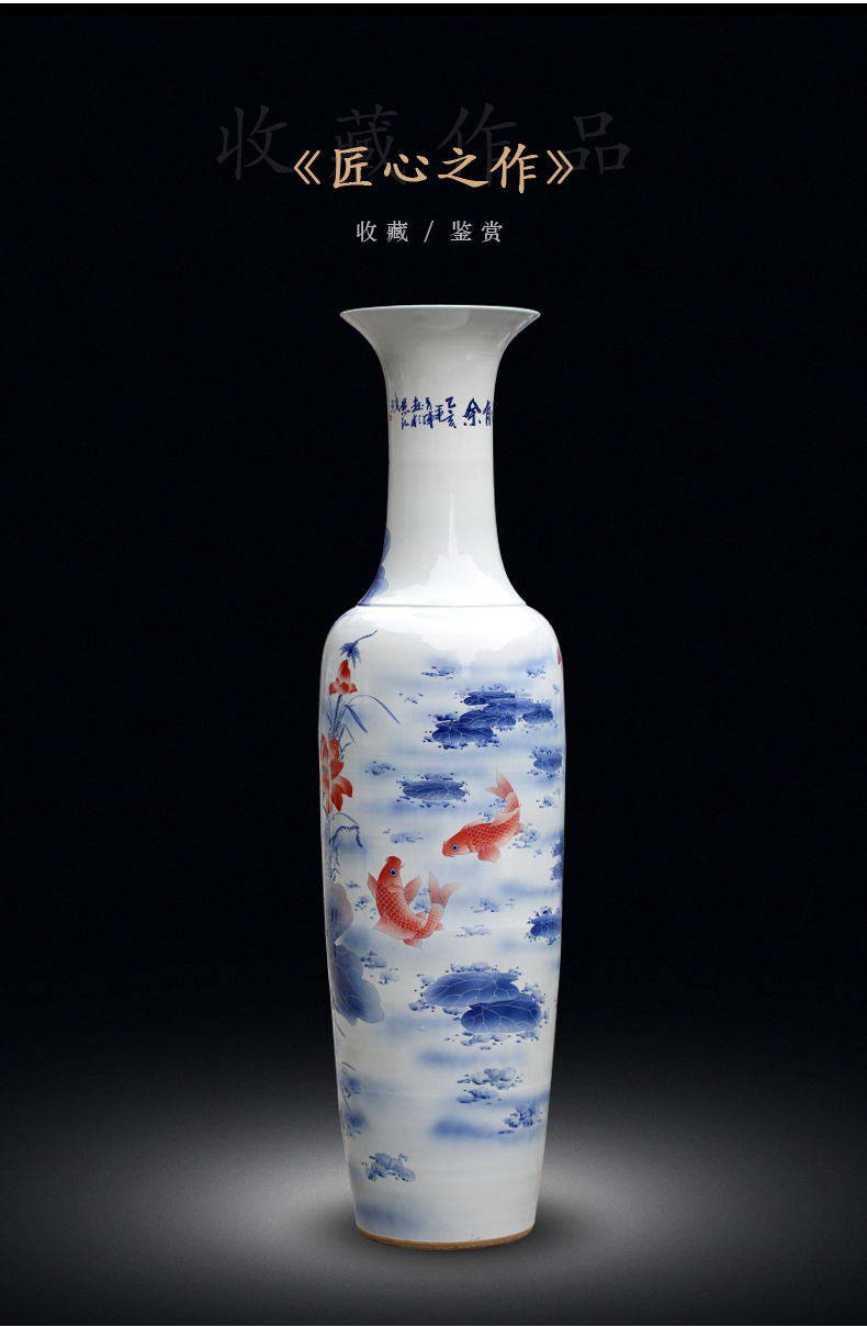 Jingdezhen blue and white porcelain hand - made sitting room adornment is placed more than the French vase company every year for the opening gifts