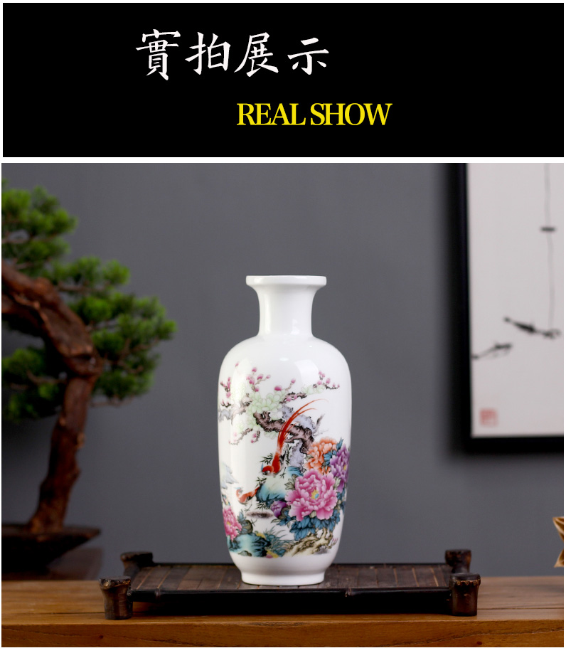 Jingdezhen ceramic floret bottle home sitting room of I and contracted mesa furnishing articles rich ancient frame adornment flowers in the vase