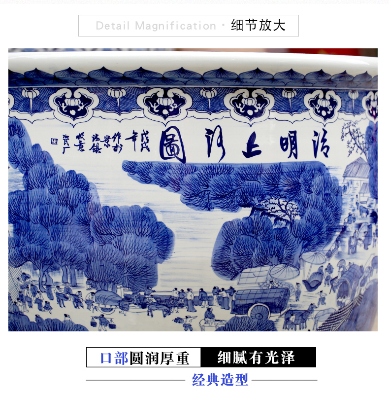 Jingdezhen ceramics carp cylinder hand - made ching painting large lotus lotus basin bowl lotus cylinder cylinder tortoise