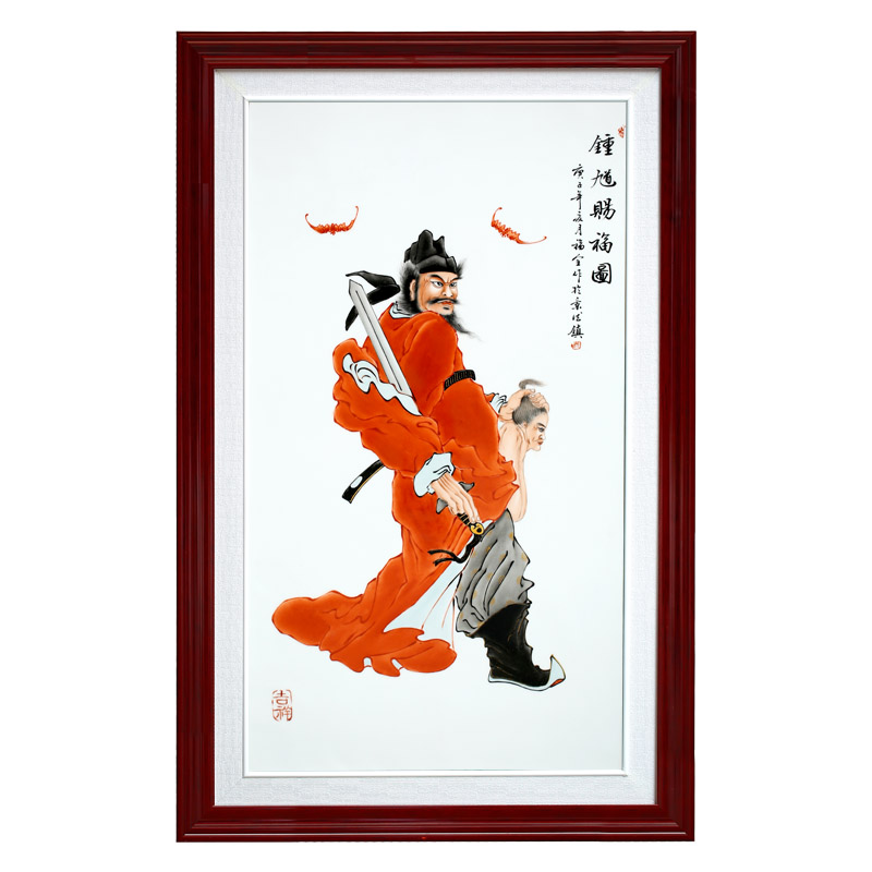 Jingdezhen porcelain plate painting doors of blessing figure home sitting room of Chinese style porch hang a picture study porch decoration