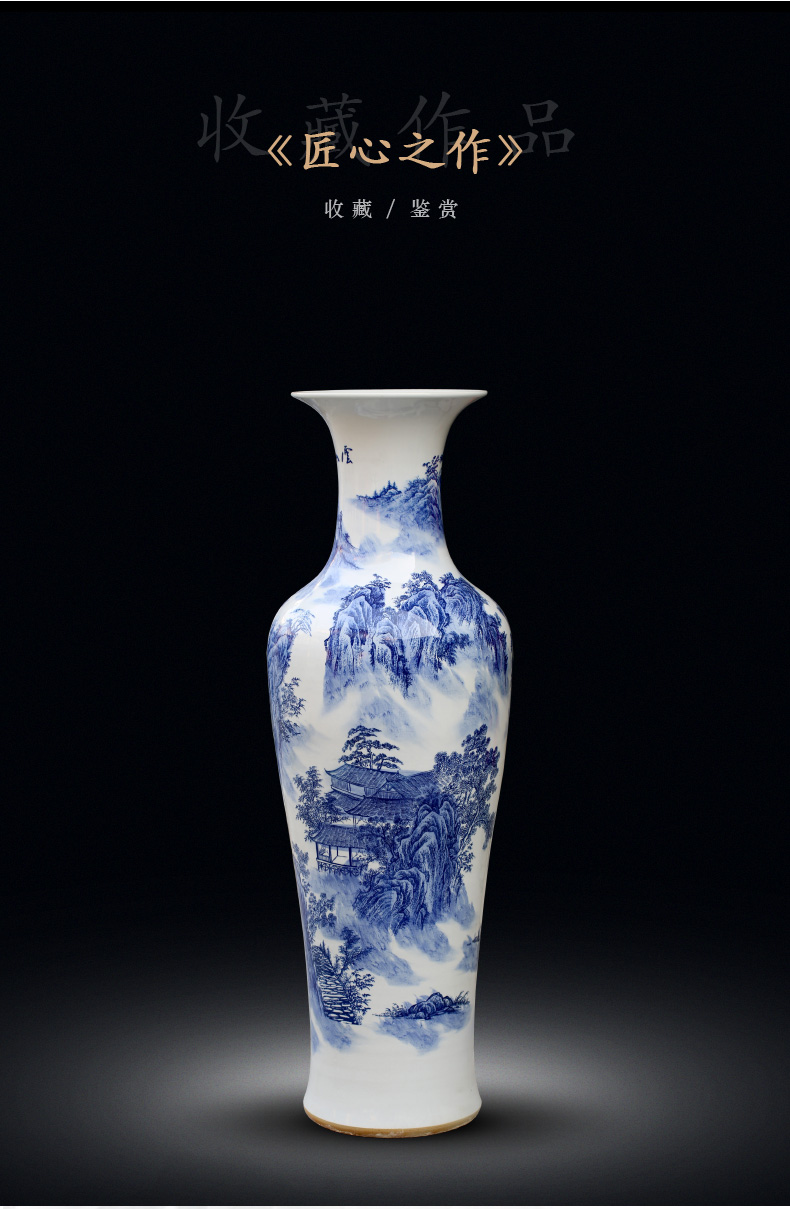 Jingdezhen blue and white porcelain hand - made yunshan xiufeng sitting room of large vase household ceramics furnishing articles store decoration