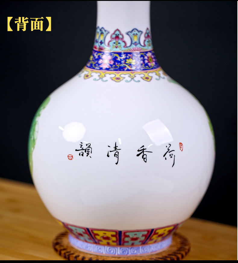 Jingdezhen ceramics checking painting of flowers and flower vase figure mesa sitting room rich ancient frame study decorative furnishing articles