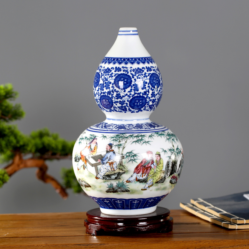 Jingdezhen ceramics bamboo seven sages floret bottle home sitting room study mesa adornment contracted and I furnishing articles