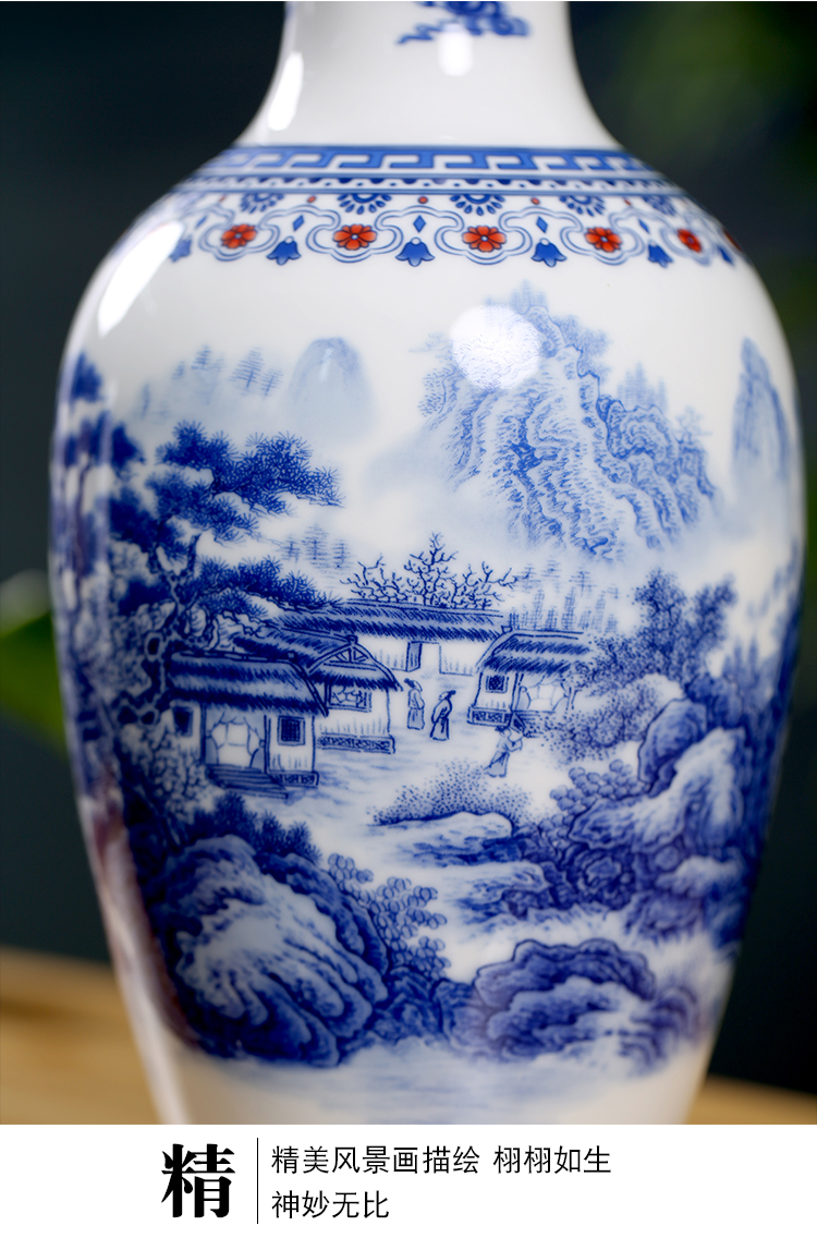 Jingdezhen blue and white porcelain of modern Chinese ceramic furnishing articles home sitting room mesa floret bottle arranging flowers desktop ornaments