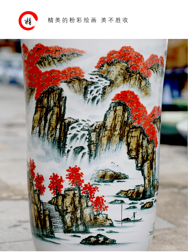 Jingdezhen ceramics hand - made jiangshan jiao more landscape painting vase household living room sofa TV ark, landing place