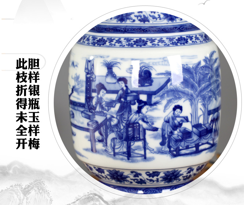 Jingdezhen blue and white porcelain of adornment of the sitting room porch ceramics museum frame of Chinese style furnishing articles study design decorative bottle